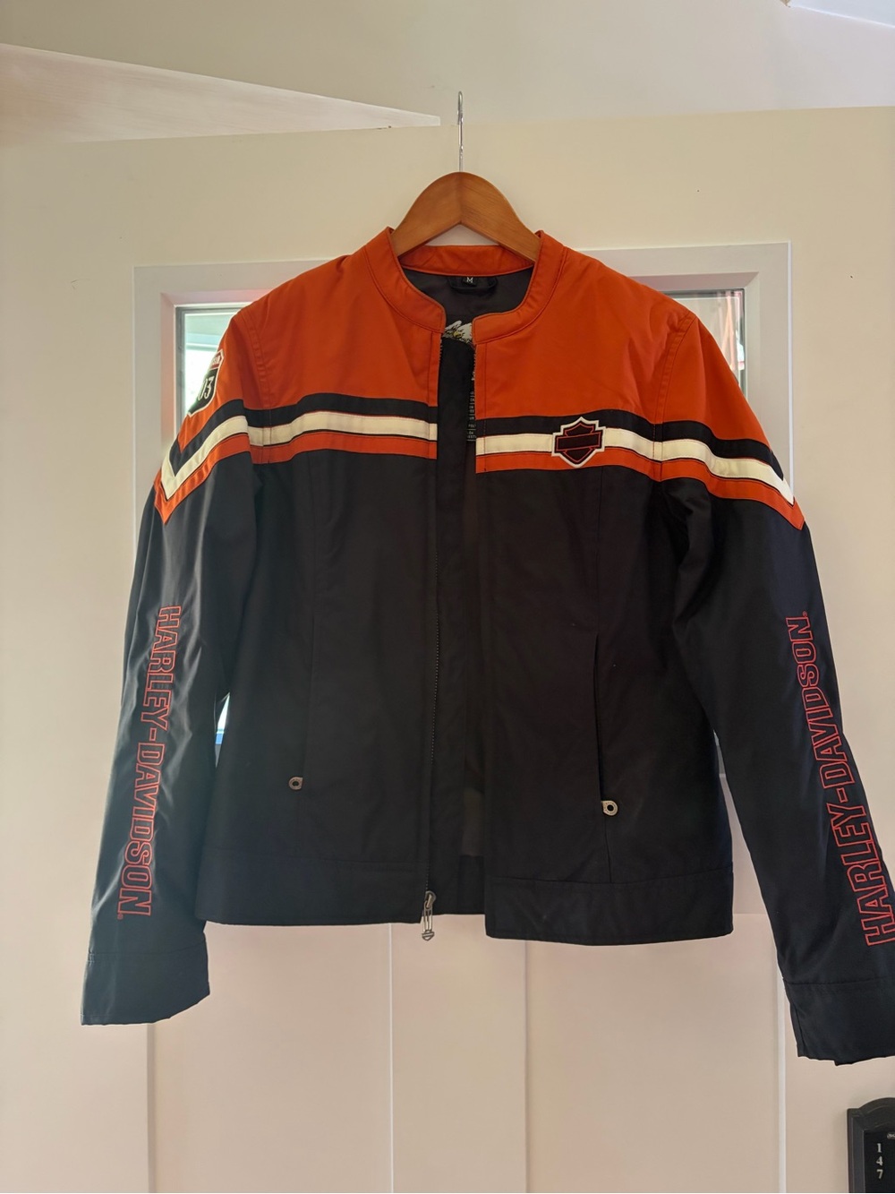 Harley-Davidson Orange and Black Racing Stripe Jacket - woman’s Medium